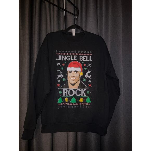 Ugly Christmas Sweater Xmas Sweatshirt Crewneck Size Large The Rock - Picture 1 of 3